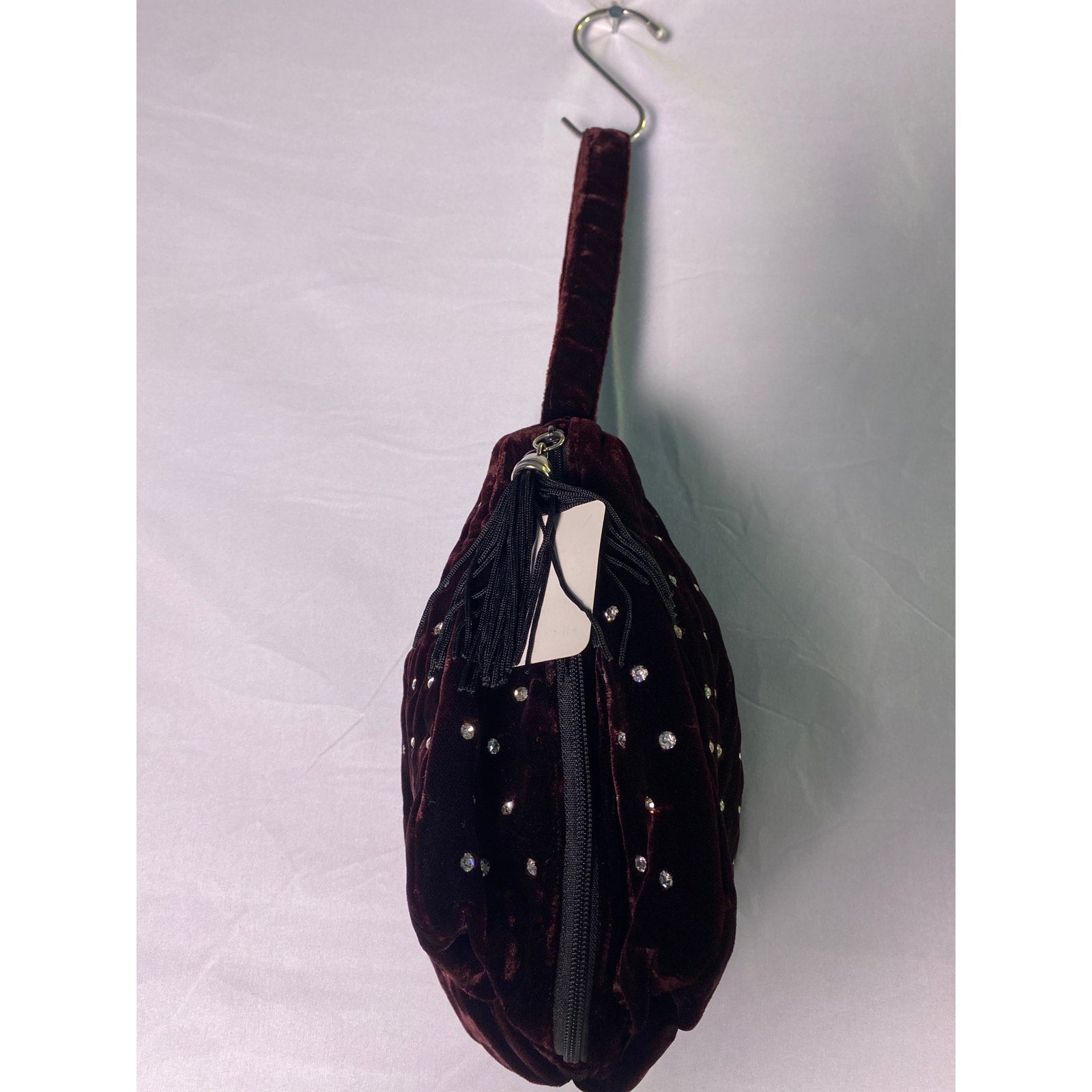 Brown Velvet Studded Backpack Sling