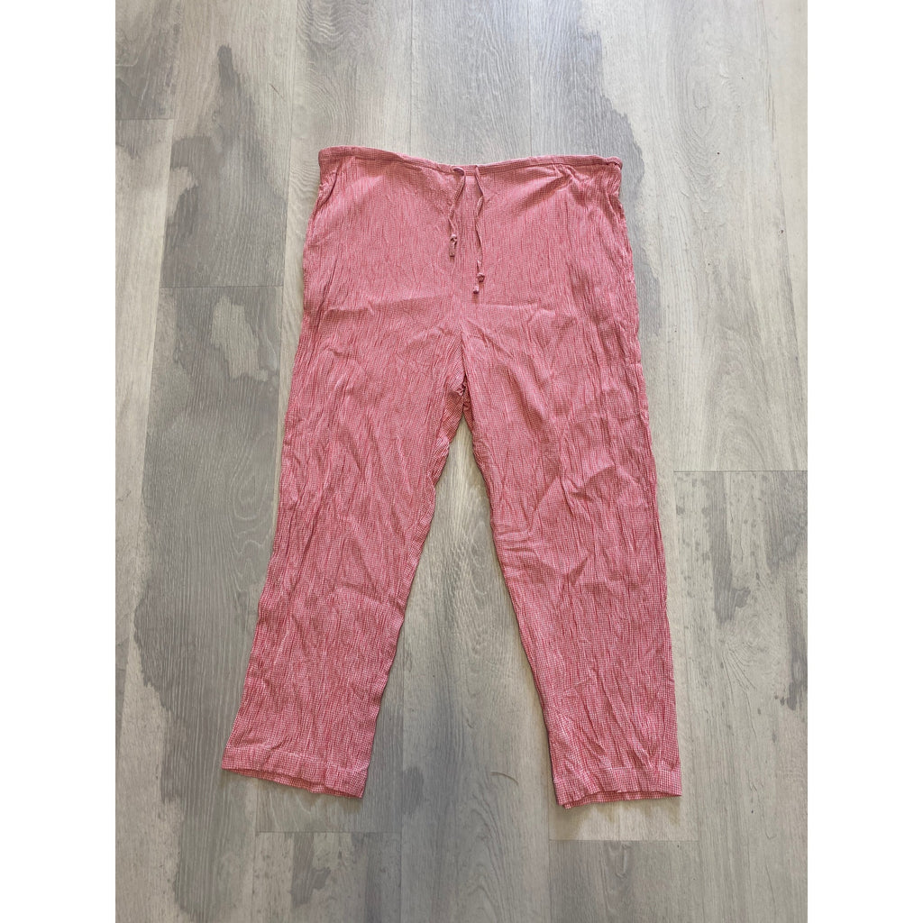 Vintage Bushwacker Red/White Gingham Pants Tie Waist Ankle Women's Small/Medium