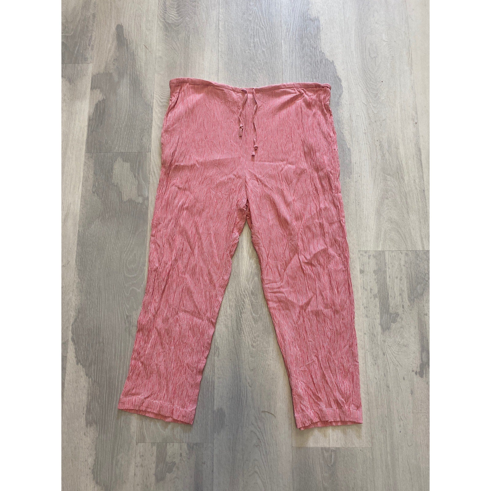 Vintage Bushwacker Red/White Gingham Pants Tie Waist Ankle Women's Small/Medium