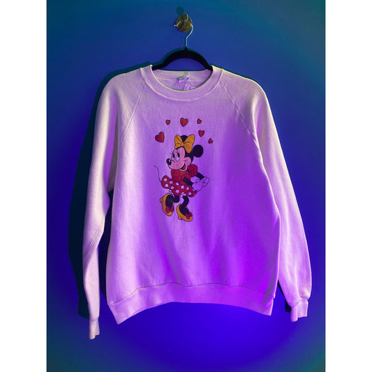 Disney Minnie Mouse Crew Neck Sweatshirt White Single Stitch Women's Size XL