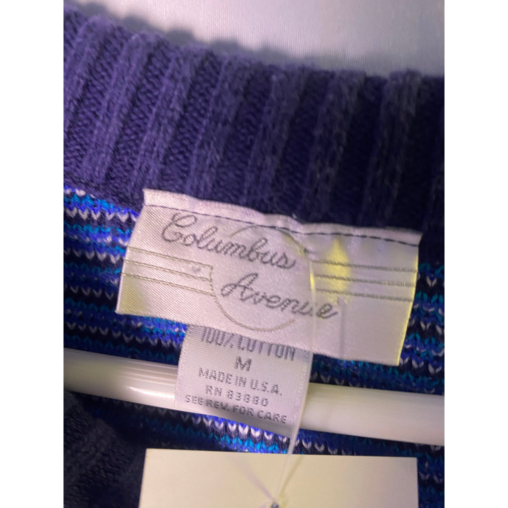 Columbus Avenue Navy Blue Knit Sweater Men's Size Medium Pullover 100% Cotton