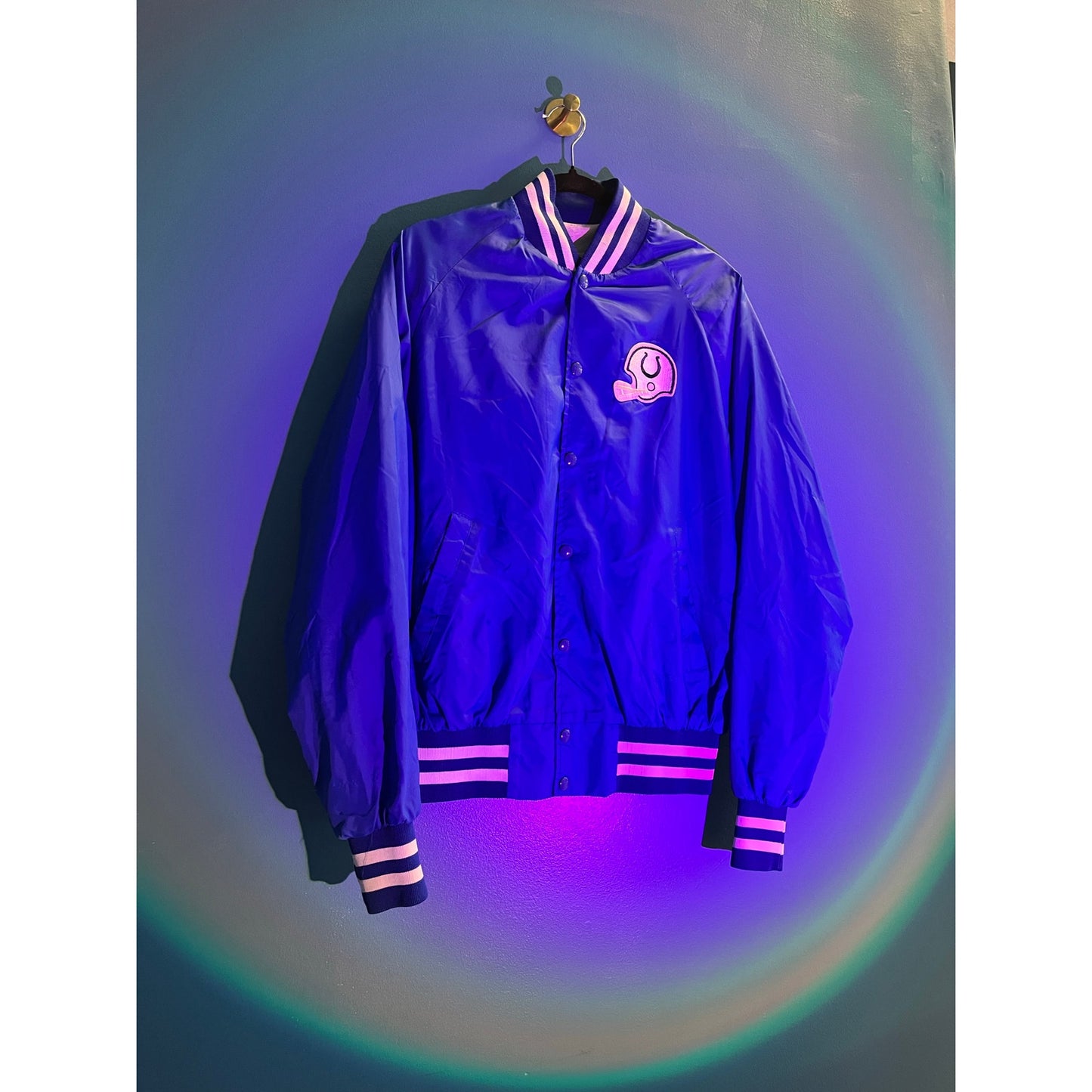 Active Generation Button Up Colts Satin Bomber Jacket Men's Size Large