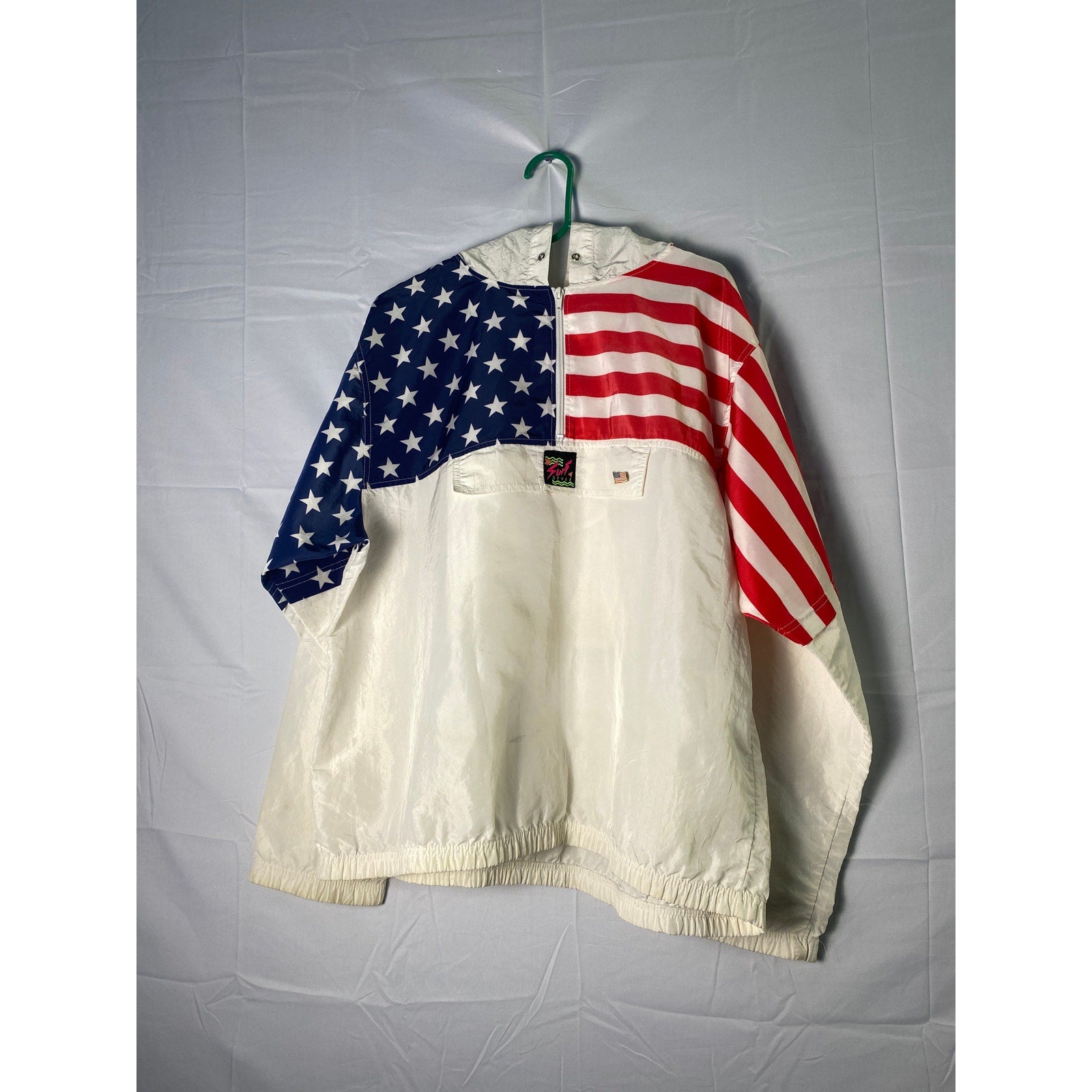 Vintage Surf Style USA America Windbreaker Windbreaker w/ Hoodie Womens One Size