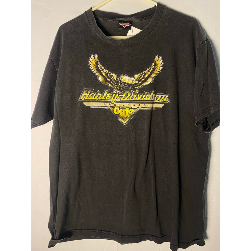 Harley Davidson Las Vegas Eagle Graphic Print Black T-Shirt Men's Size L/XL