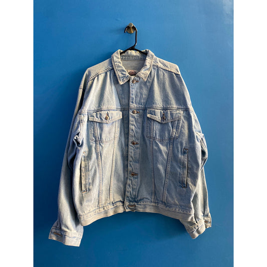 Bugle Boy Blue Jean Light Wash Button Up Jacket Chest Pockets Men's Size XL