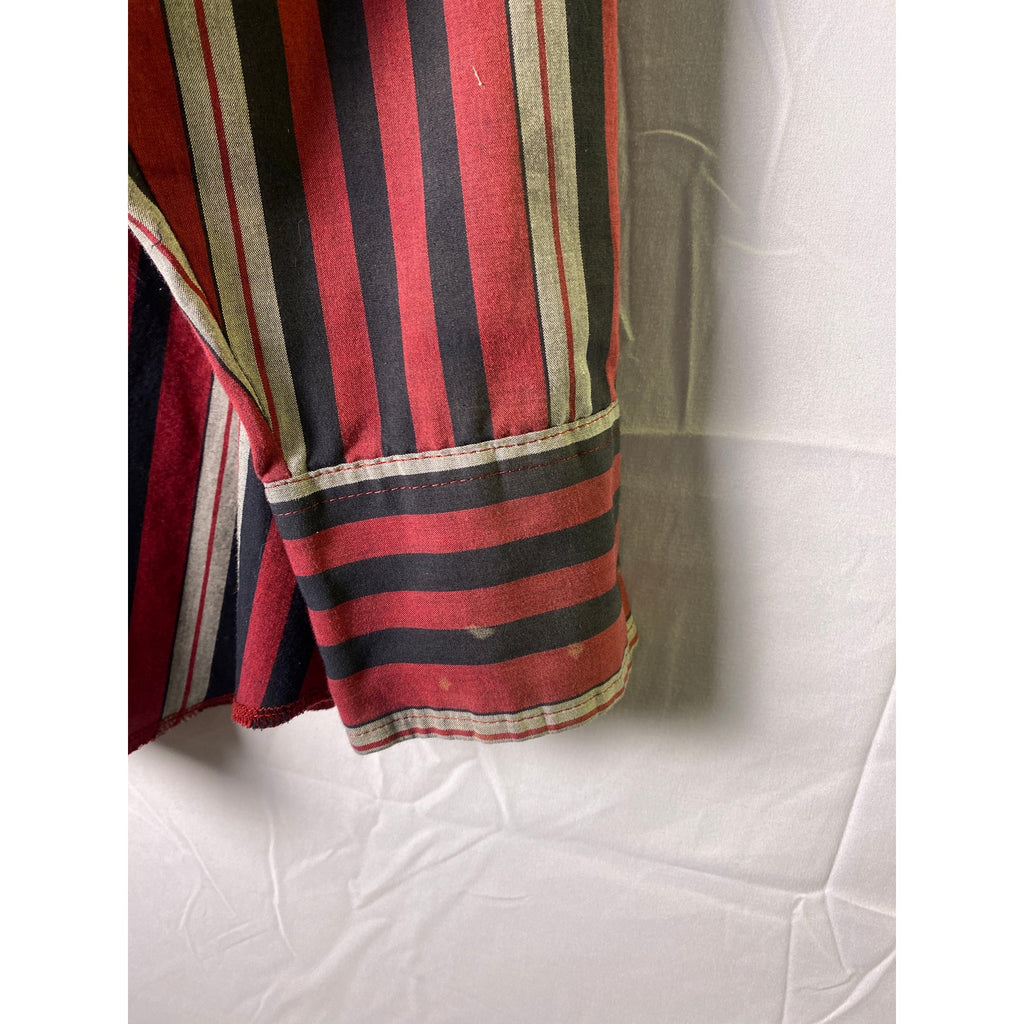 Wrangler Red Black Gray Western Rockabilly Pearl Snap Button Up Shirt Mens Large
