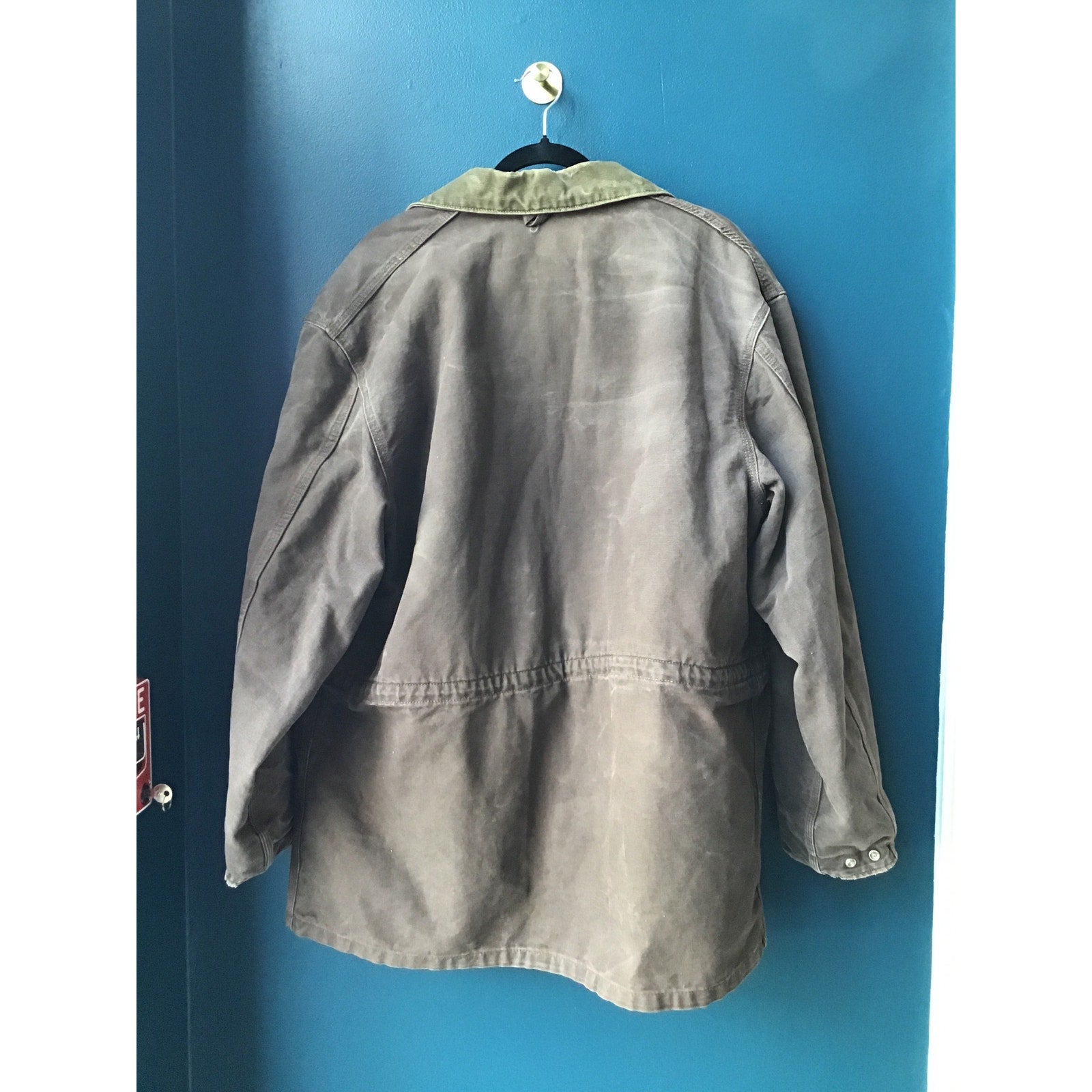 Vintage Carhartt Jacket Wool Lined Green Flannel Trench Coat Jacket Men's Large