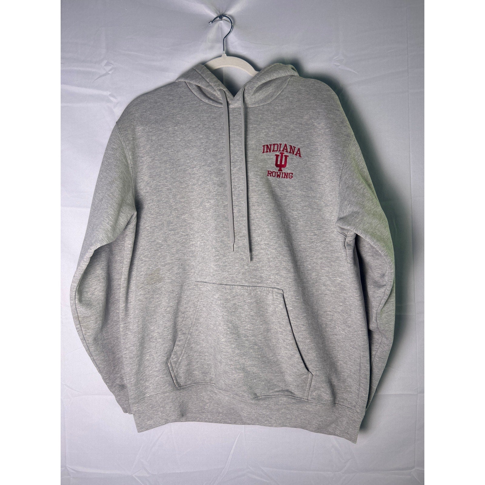 Adidas INDIANA Hoosiers Rowing Embroidered Gray Pullover Hoodie Men's Size Large