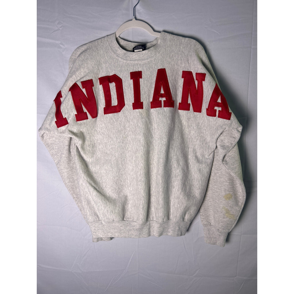 Garment Graphics INDIANA Embroidered Gray Crewneck Sweatshirt Women's Size Large
