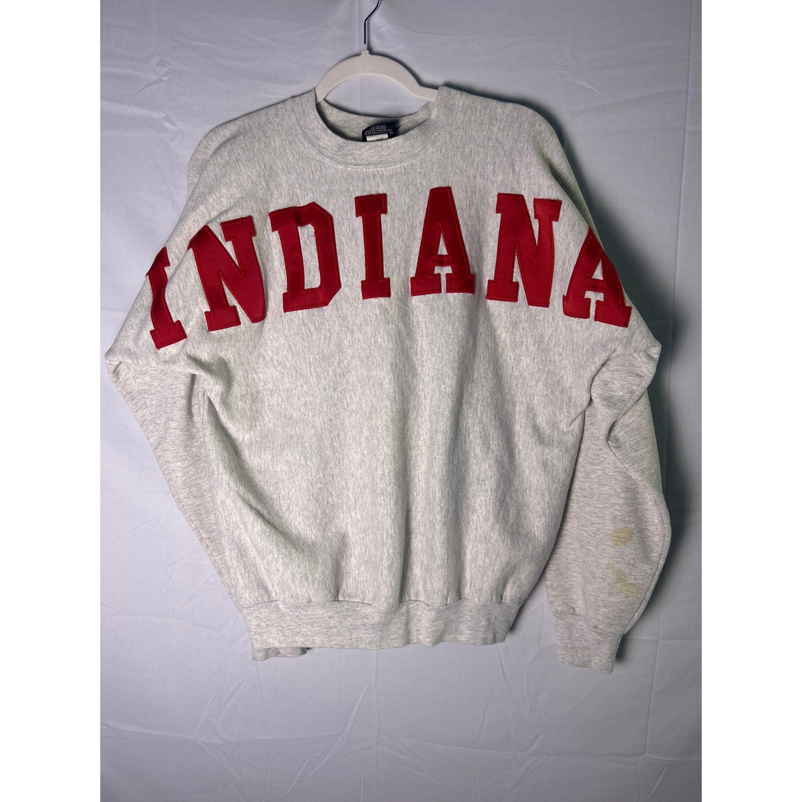 Garment Graphics INDIANA Embroidered Gray Crewneck Sweatshirt Women's Size Large
