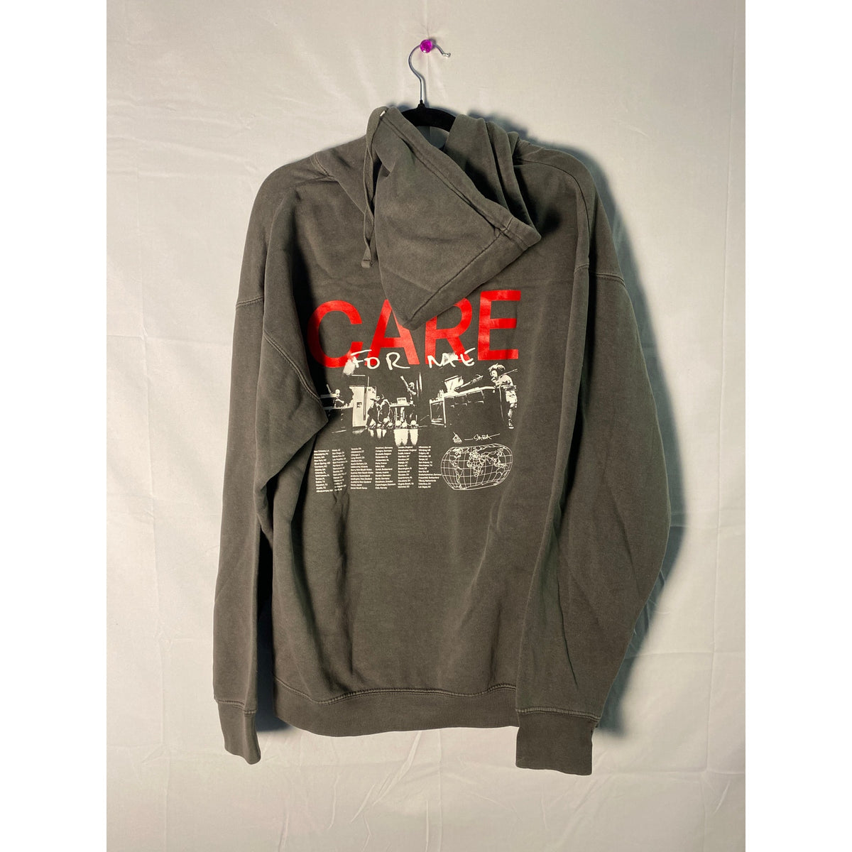 Saba Pivot Gang CARE FOR ME Gray Pullover Hoodie Sweatshirt Men's Medium