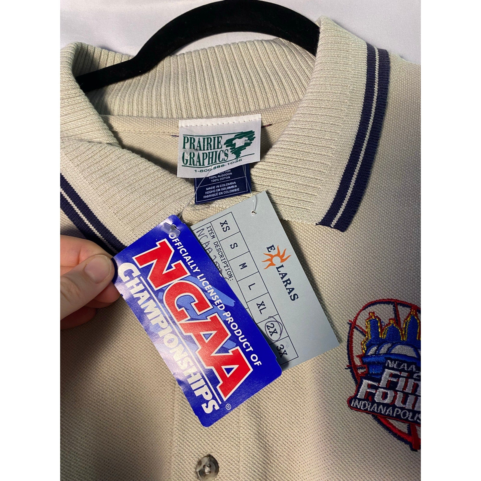 NCAA 2000 Final Four INDIANAPOLIS Tan Polo Shirt Short Sleeve Men's Size 2XL NWT