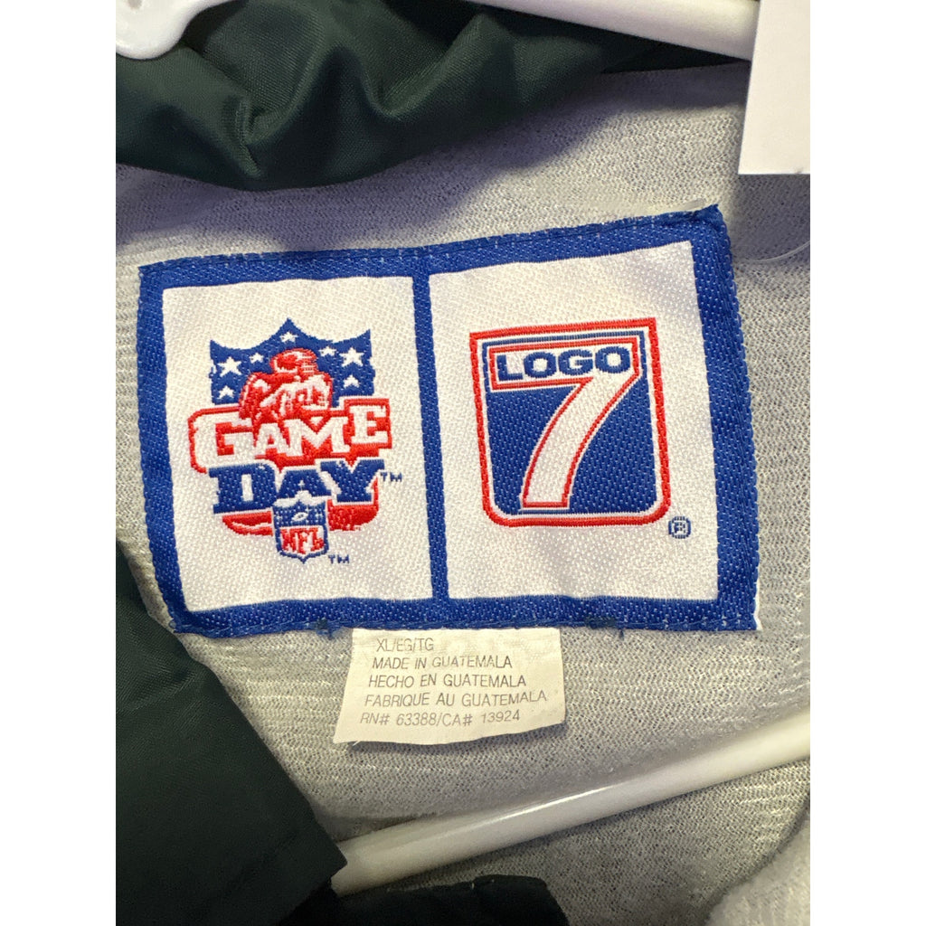 Vintage 90s Logo 7 Green Bay Packers Satin Jacket Button Snap Men's Size XL