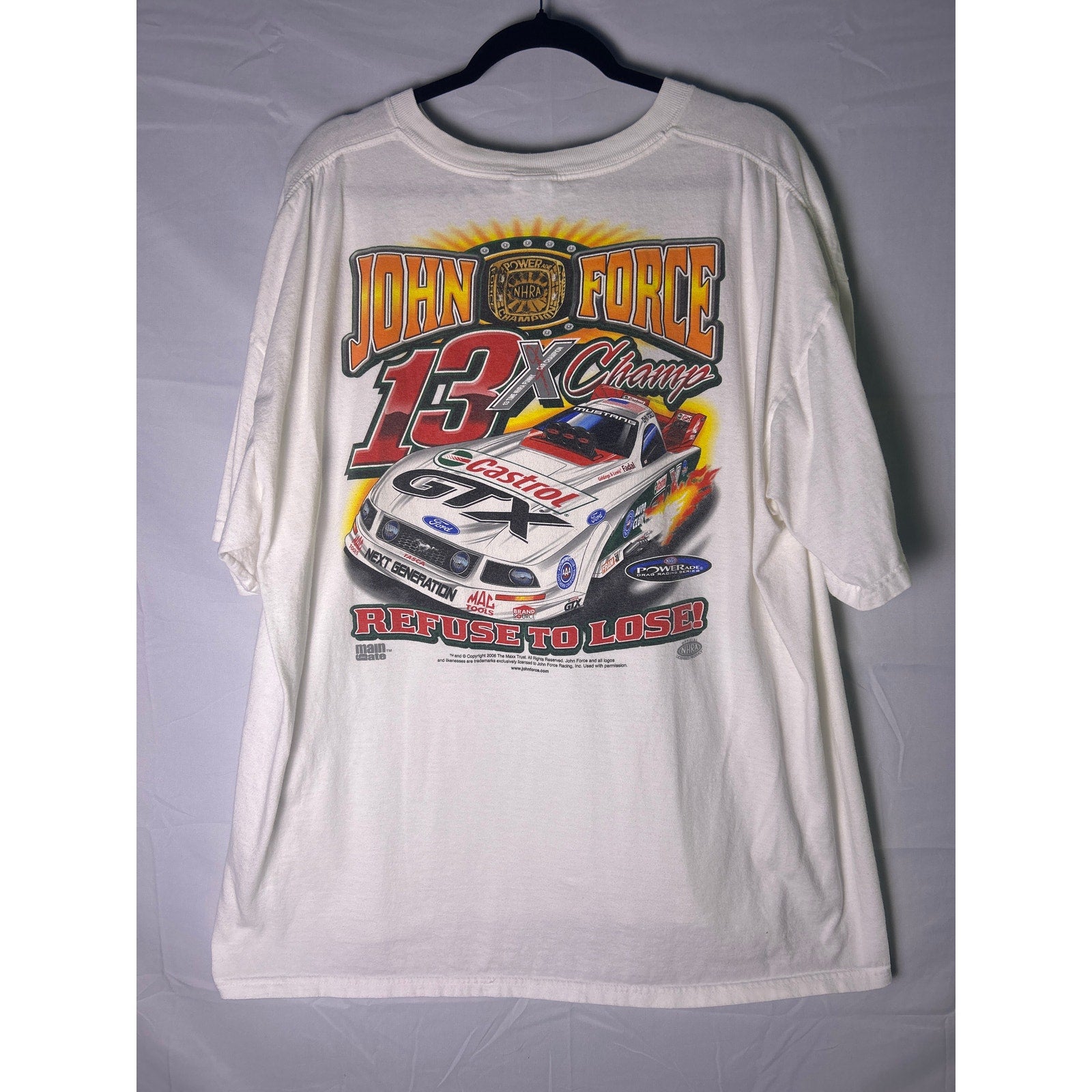Anvil John Force 13x Champ Refuse to Lose! White T-shirt Men's Size 2X