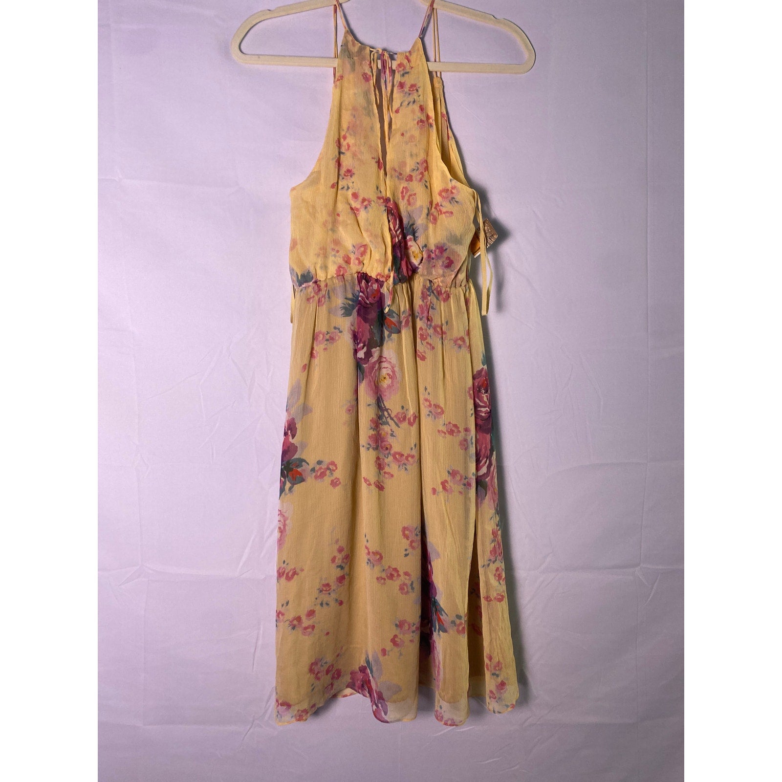 Anthro Meadow Yellow Silk Floral Sundress Sleeveless Women's Size 4