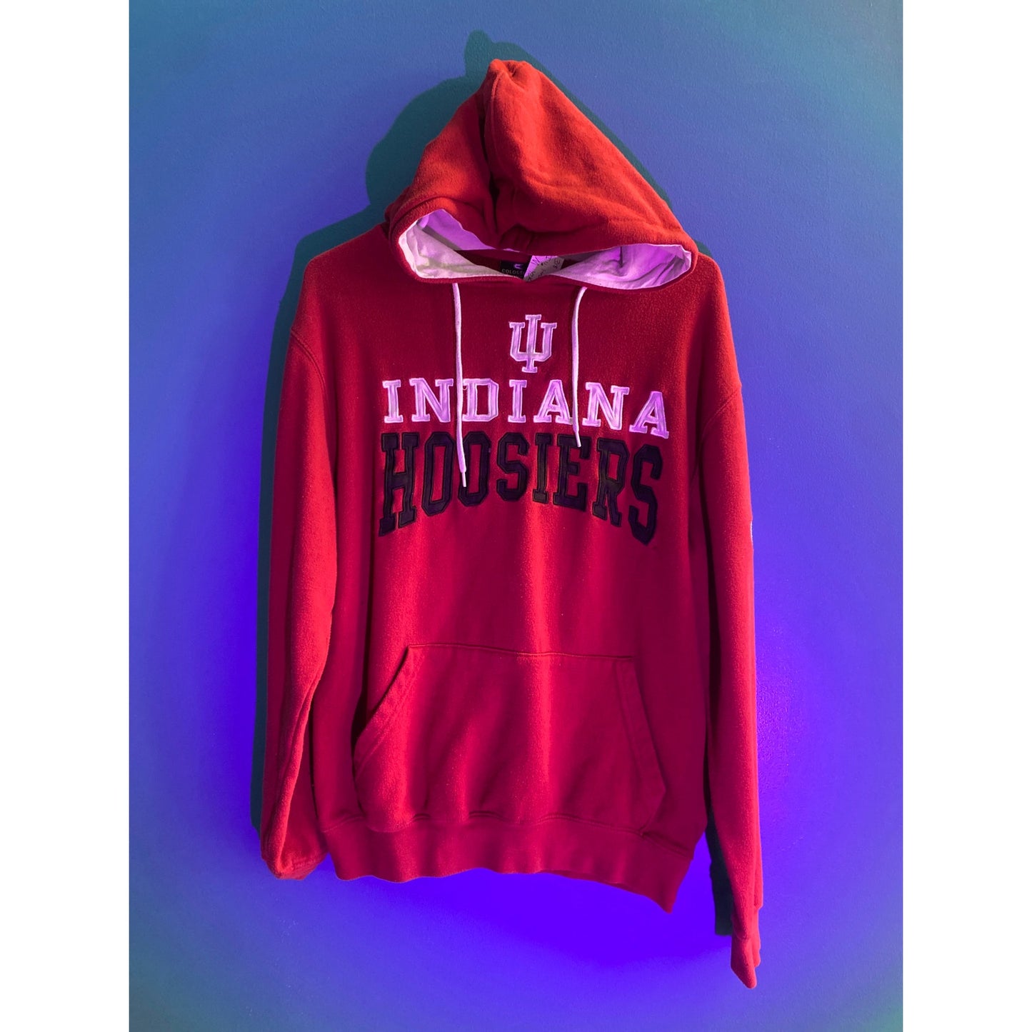 Y2K Colosseum IU Indiana Hoosiers Logo Embroidered Red Pullover Hoodie Men's M