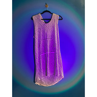 A&I Modern Black & White Stripes Sleeveless Dress w/ Hoodie Women's Size Medium