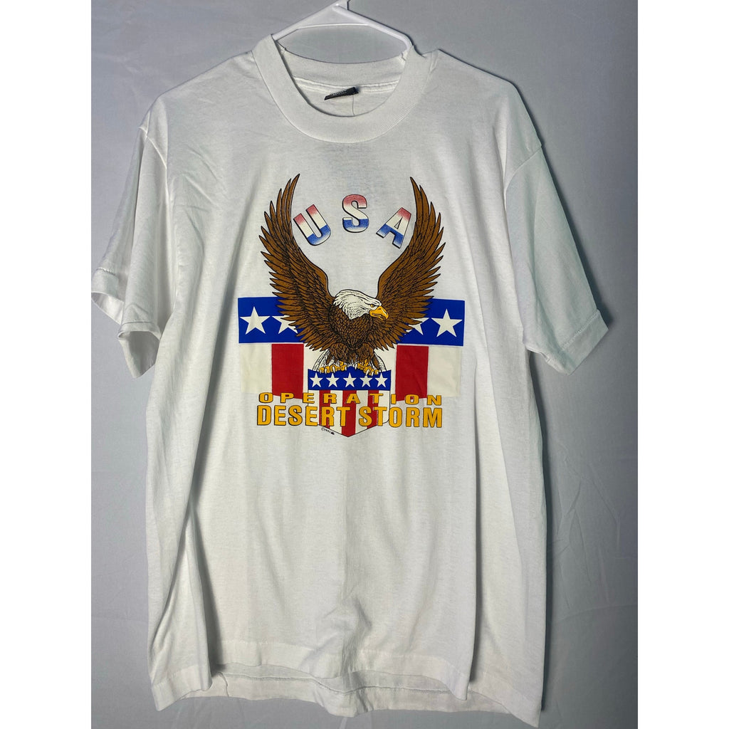 Screen Stars Best USA Operation Desert Storm Graphic Print White Shirt Men's XL