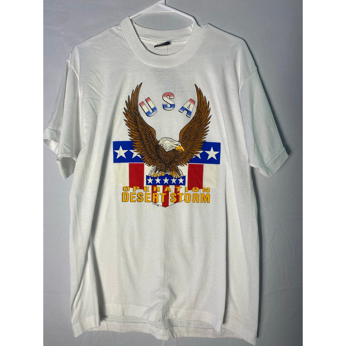 Screen Stars Best USA Operation Desert Storm Graphic Print White Shirt Men's XL