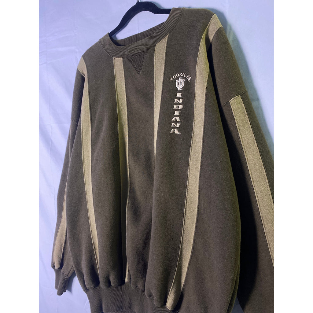 Brown and Green Striped Indiana University Crewneck