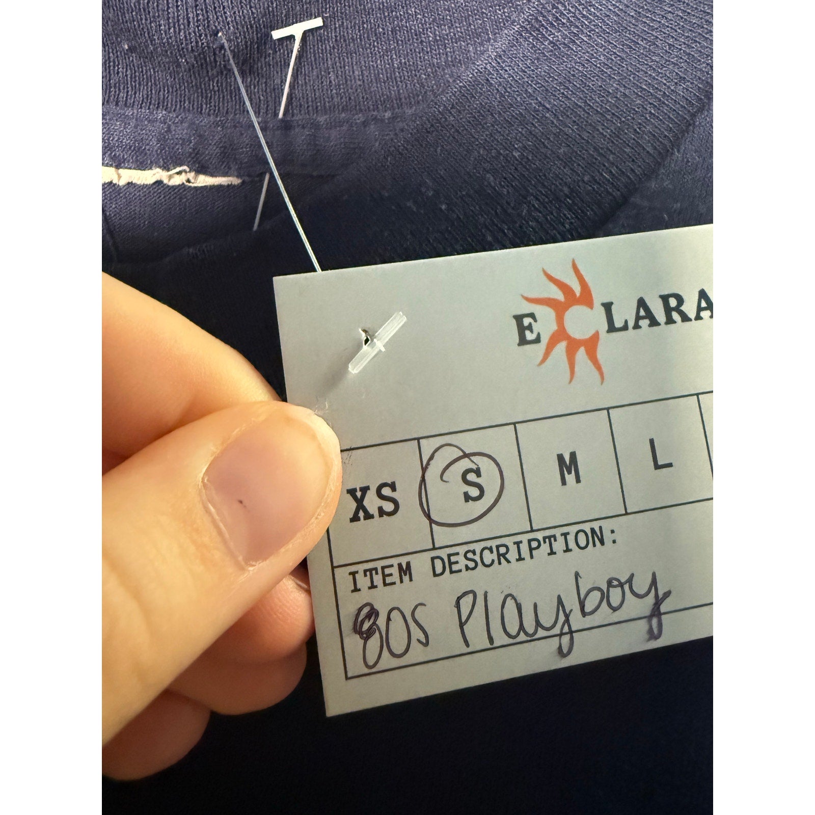 80s/90s Vintage Playboy Logo Print Navy Blue Crewneck Shirt Women's Size Small