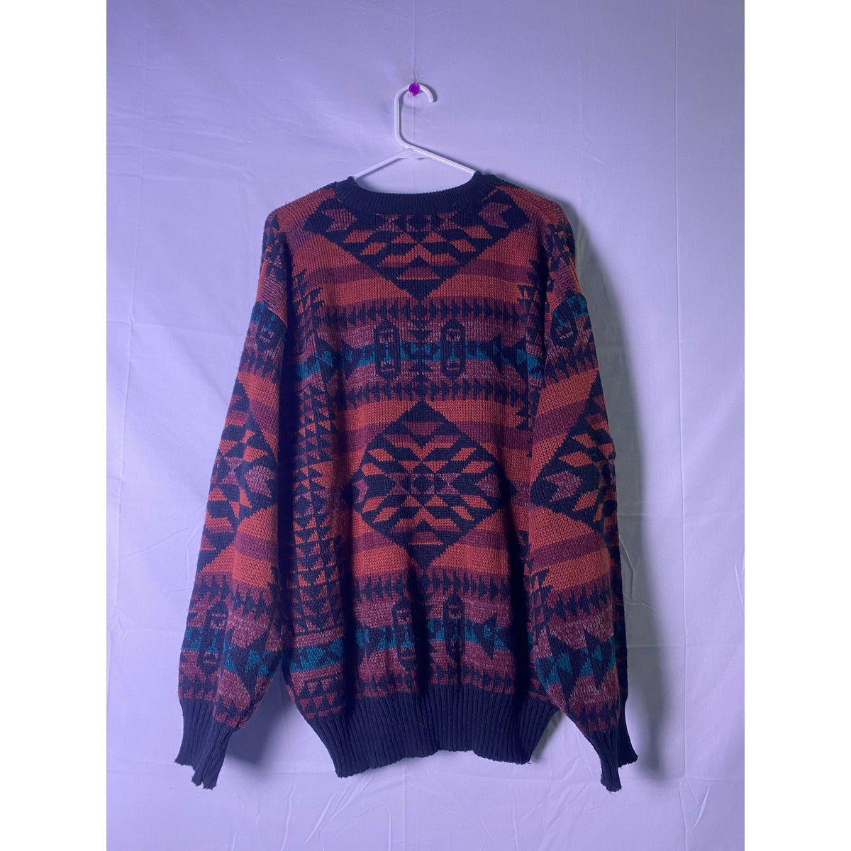Vintage 90s Southwest Aztec Tribal Pattern Acrylic Knit Sweater Pullover Mens XL