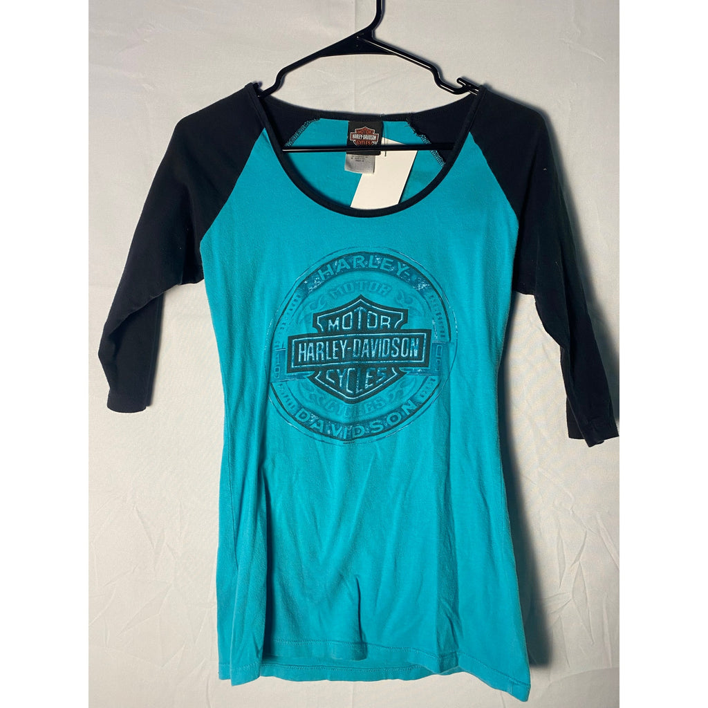 Harley Davidson Motorcycles Lafayette, Indiana Raglan Shirt Women's Size Small