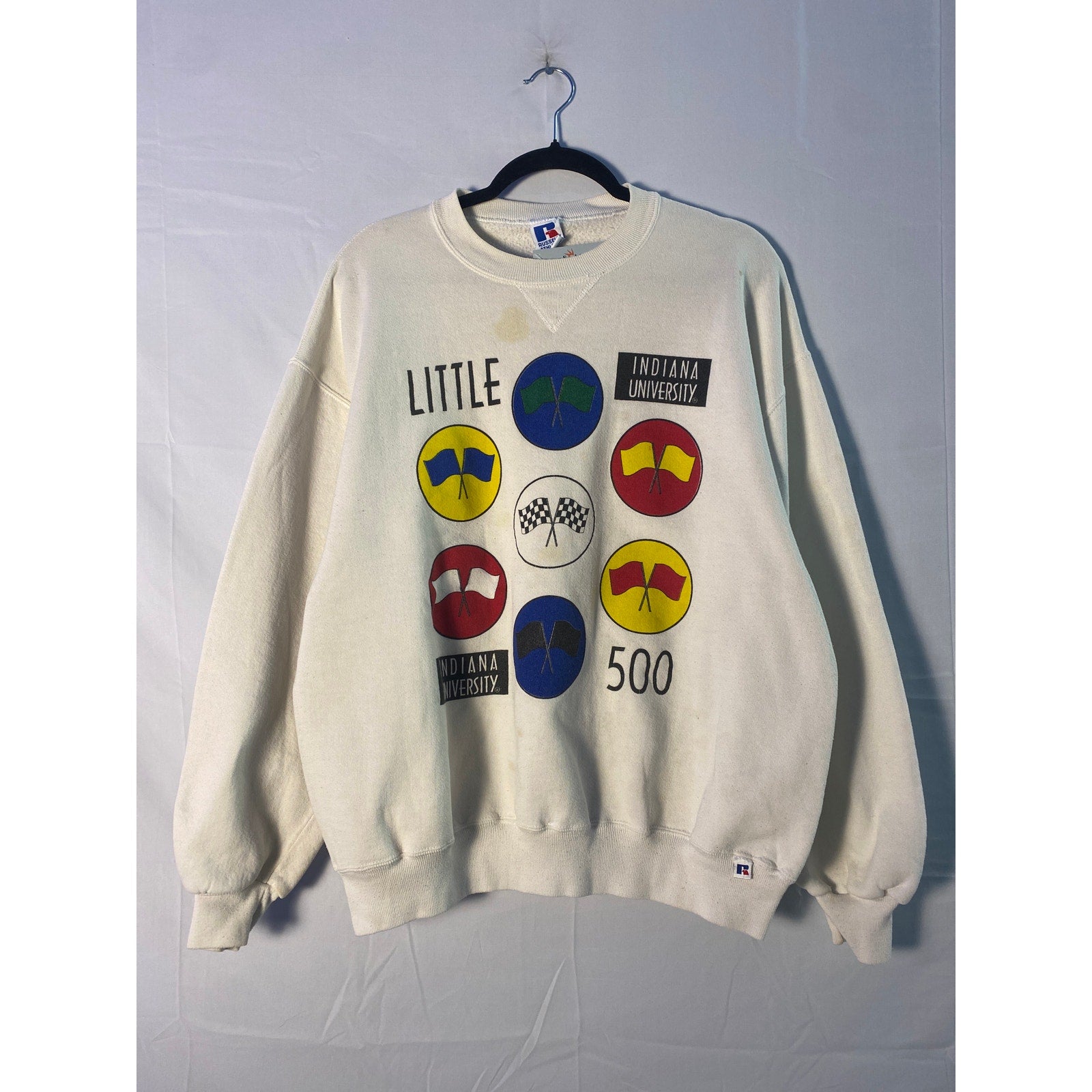 Vintage 90s Russel Athletics Little 500 Crewneck White Sweater Men's Size XL