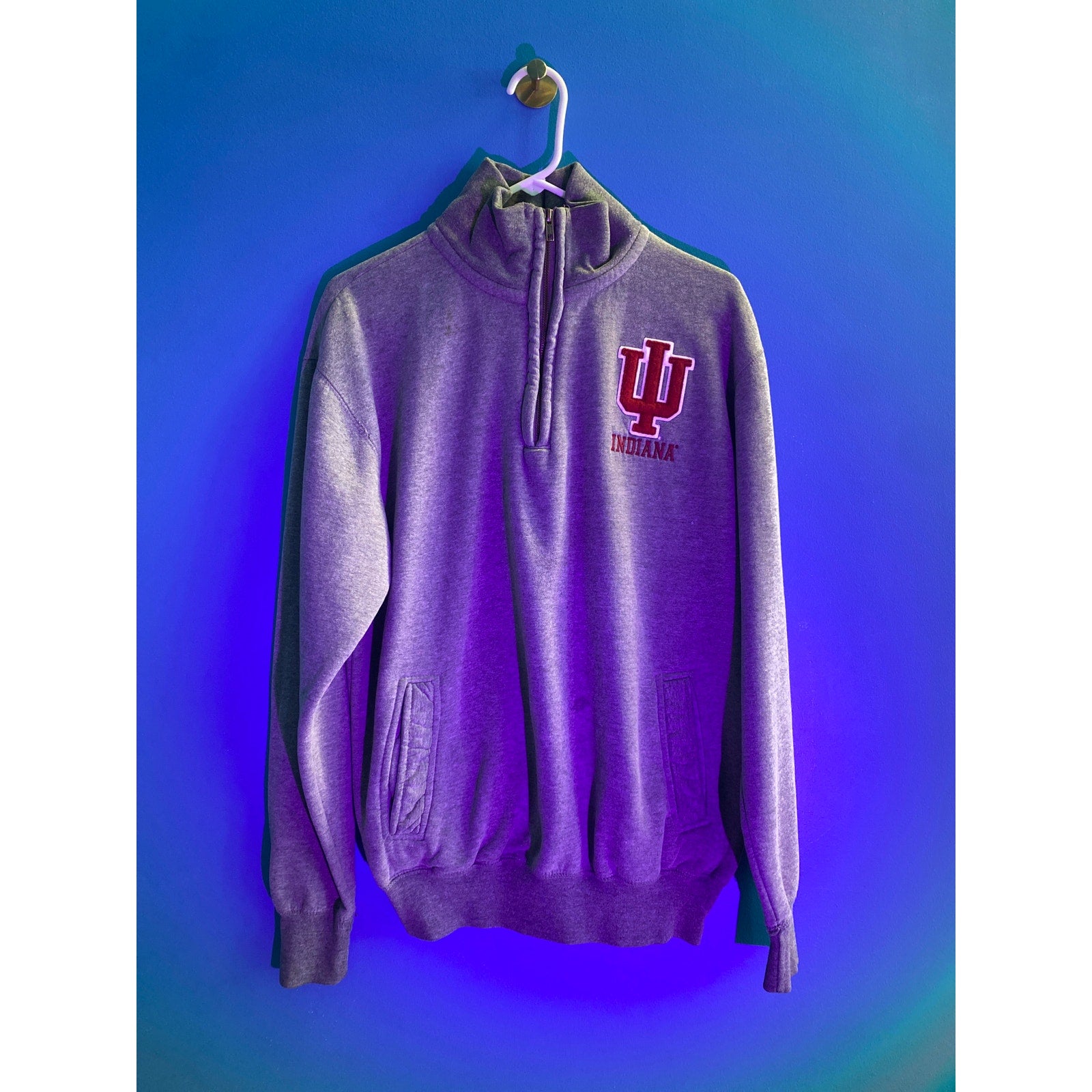 MV Sport INDIANA Embroidered Logo Quarter Zip Up Pullover Sweatshirt Men's Large