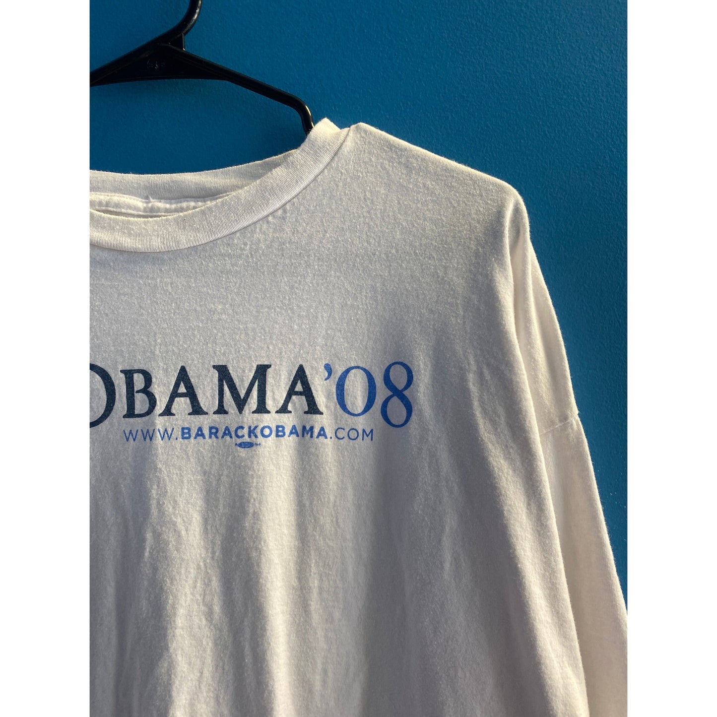 Barack Obama '08 Printed White Long Sleeve Shirt Men's Size XXL