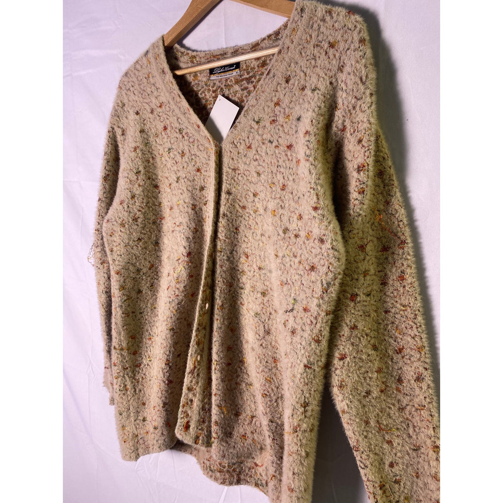Vintage DUKE Stardust Fuzzy Sparkly Full Zip Cardigan Sweater Women's XL Cozy