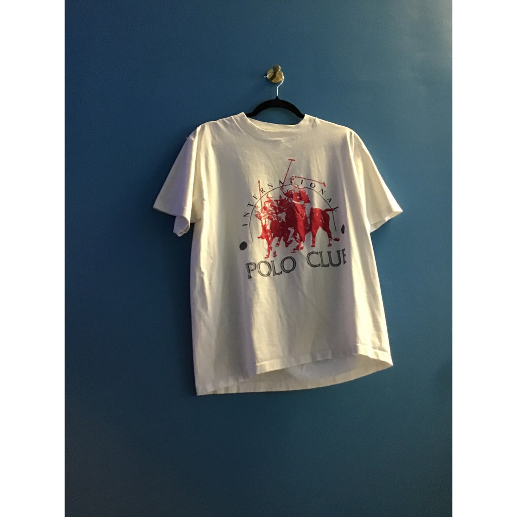 Vintage 80's Polo Club Graphic Print White T-shirt