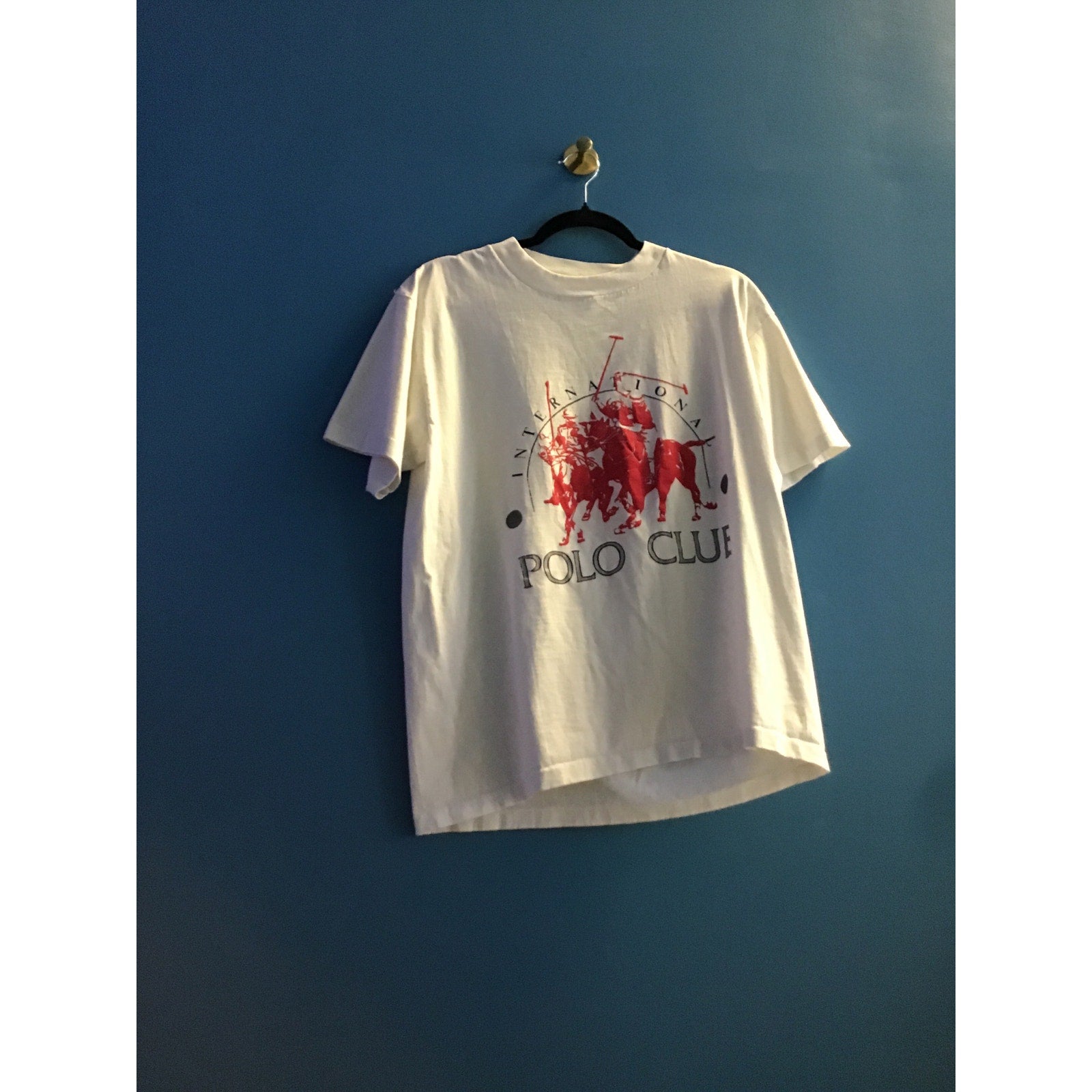 Vintage 80's Polo Club Graphic Print White T-shirt