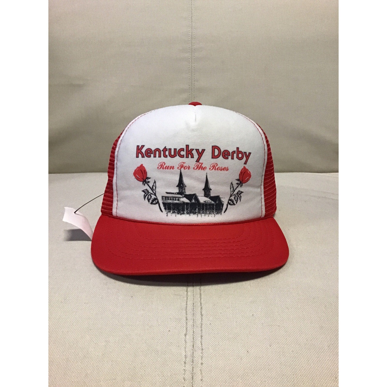 Kentucky Derby Run For The Roses Trucker Print Hat Red Snapback Baseball Cap