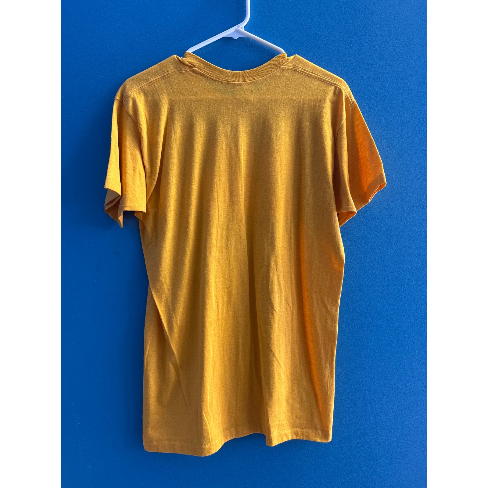 Vintage 5050 1970's Ford Mustang Print Mustard Shirt Crew Neck Men's Large
