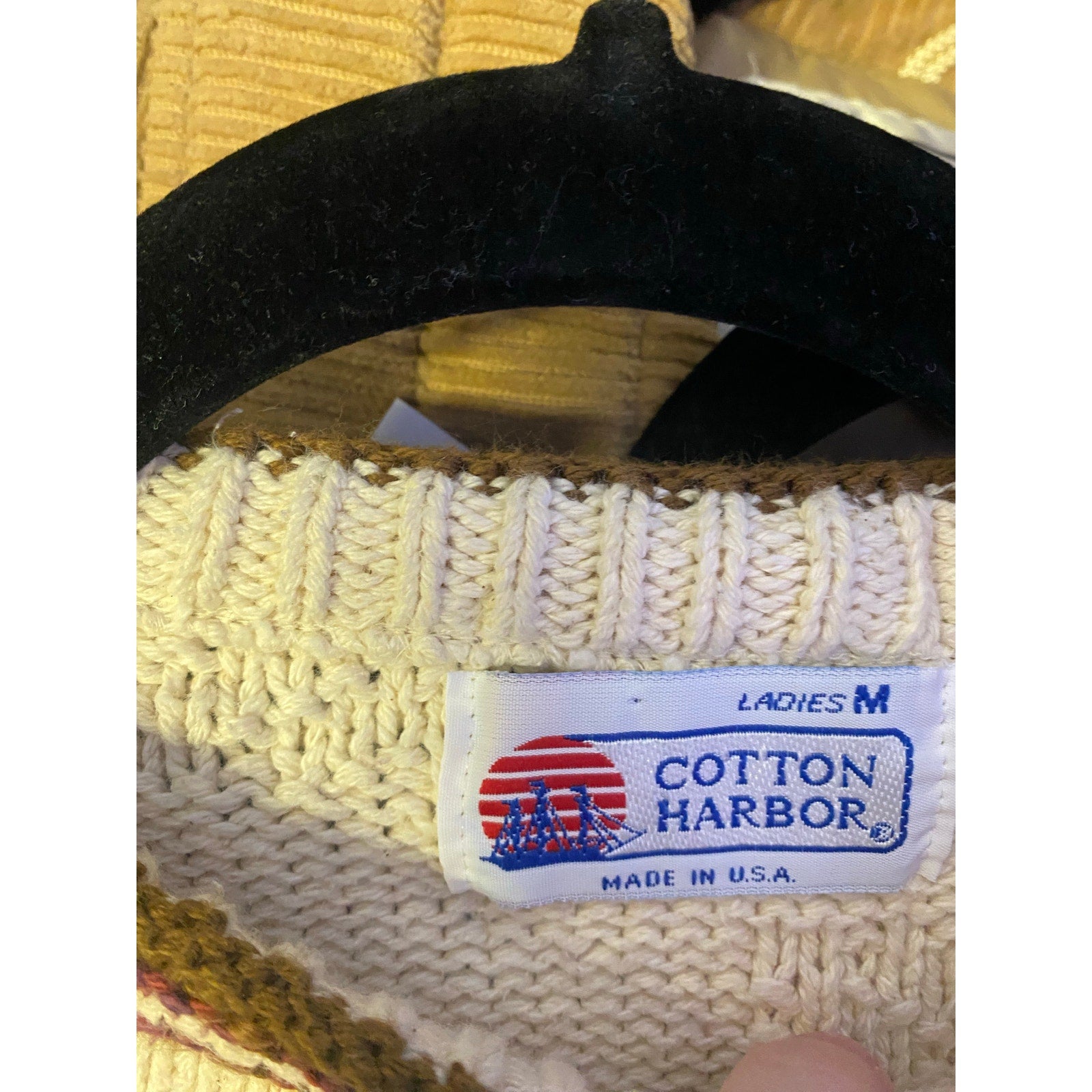 Vintage Cotton Harbor Embroidered Squirrel Knit Crewneck Sweater Pullover Medium