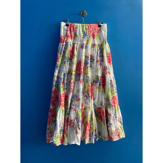 Chaps Multicolor Floral Tiered Maxi Skirt Women's Size Small?