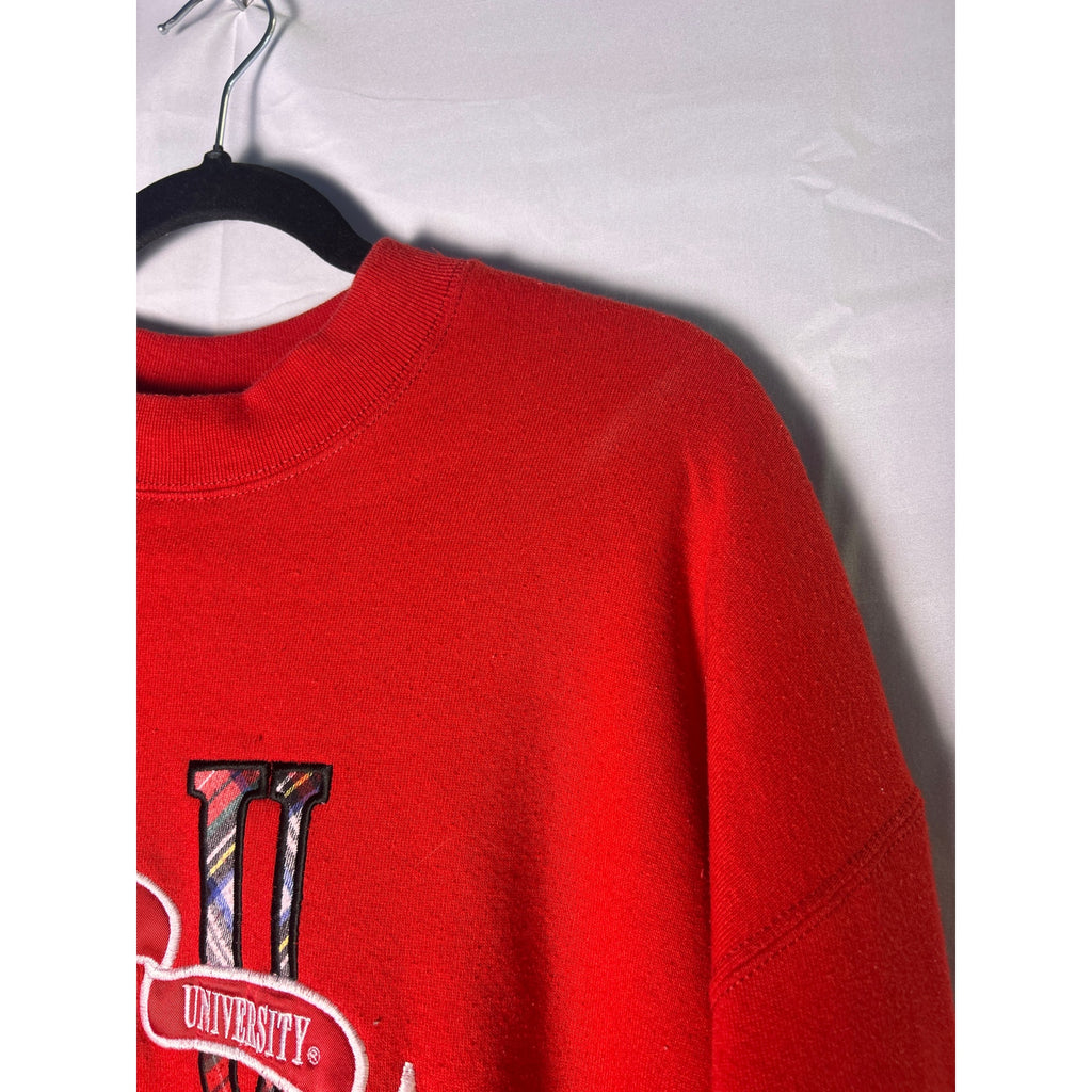 RB Apparel Embroidered Indiana University Red Crewneck Sweatshirt Pullover XL
