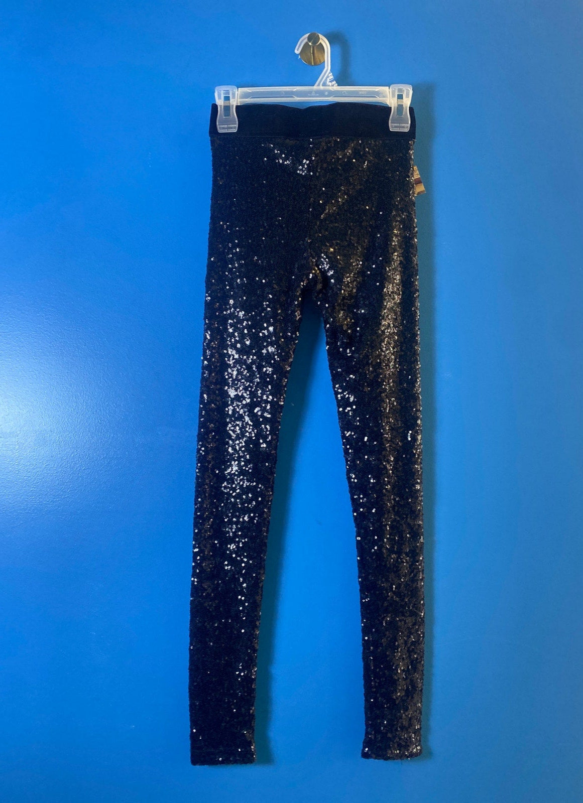 Y2K Bebe Black Sequin Pull On Leggings Pants Women's Size XS
