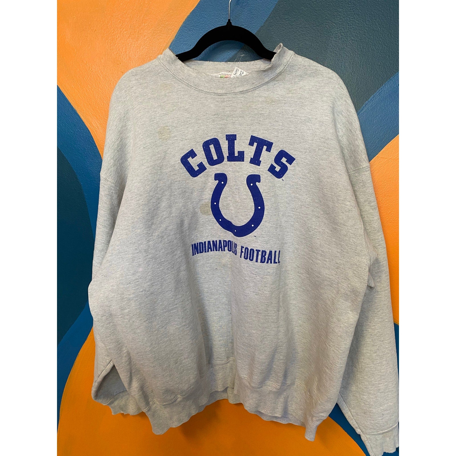 Fruit of the Loom Gray Crew Neck Indianapolis Colts Pullover Sweater Men's XXL