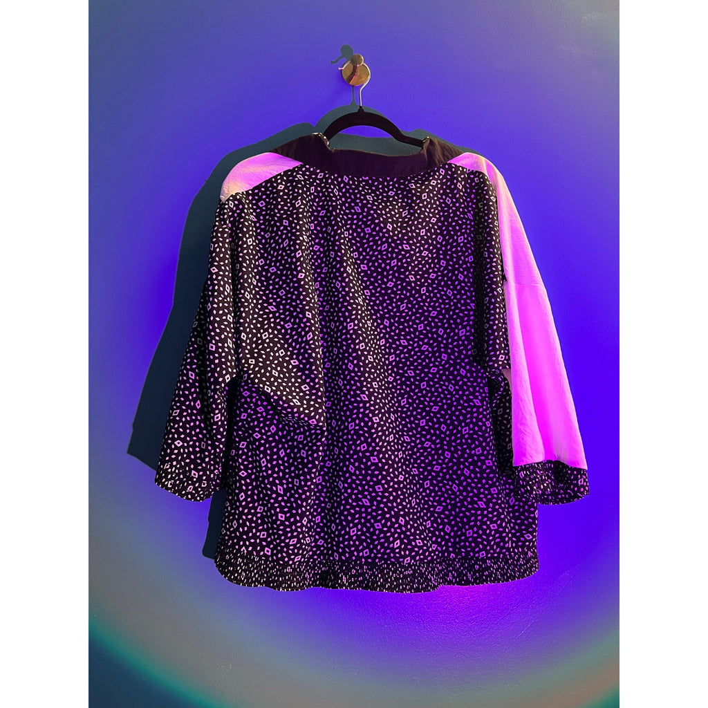 Jennings 80's Black/White Geometric Pullover Long Sleeve V-neck Blouse Large