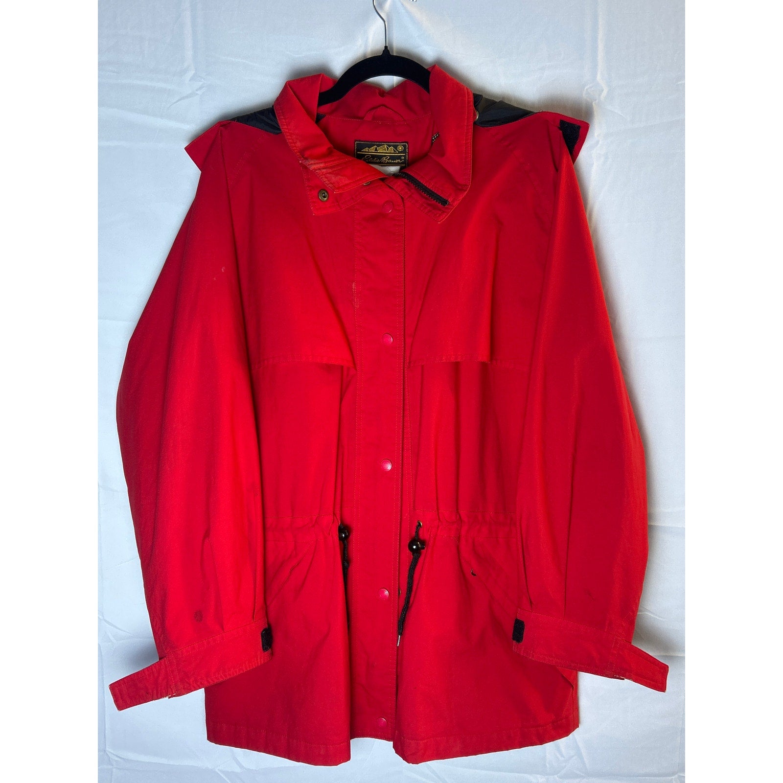 Vintage Y2K Eddie Bauer Parka Anorak Coat Hood Windbreaker Red Jacket Large