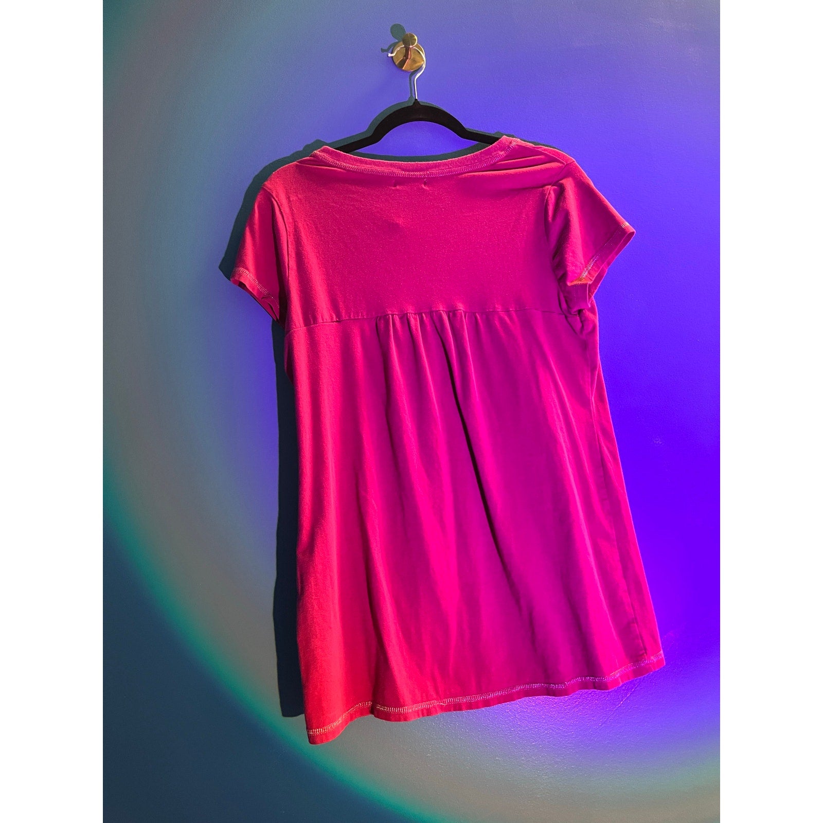 Southpole Pink V-neck Beaded Shirt Short Sleeve Women's Size XL