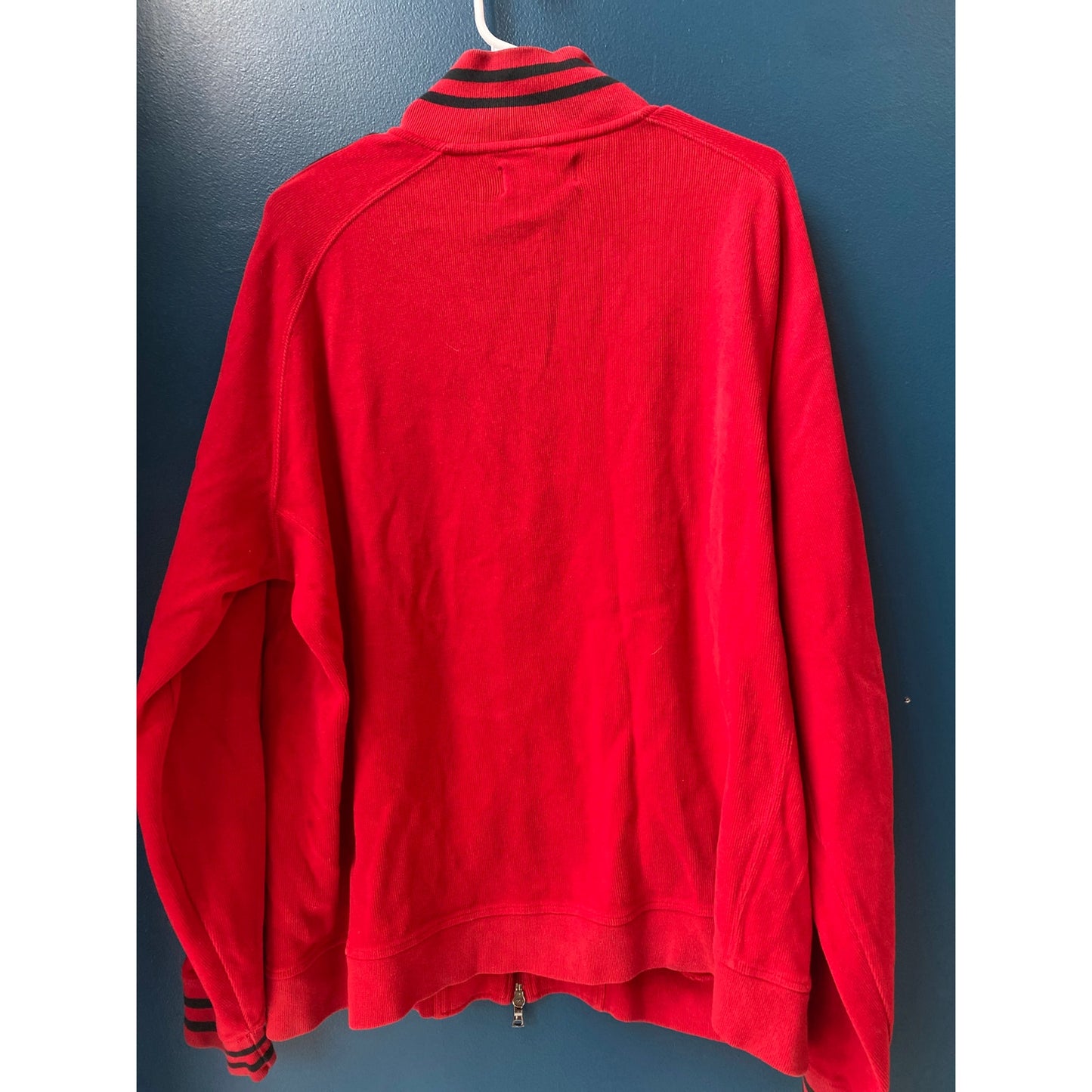 Polo Ralph Lauren Red Black Striped Track Full Zip Sweatshirt Men's Size XXL