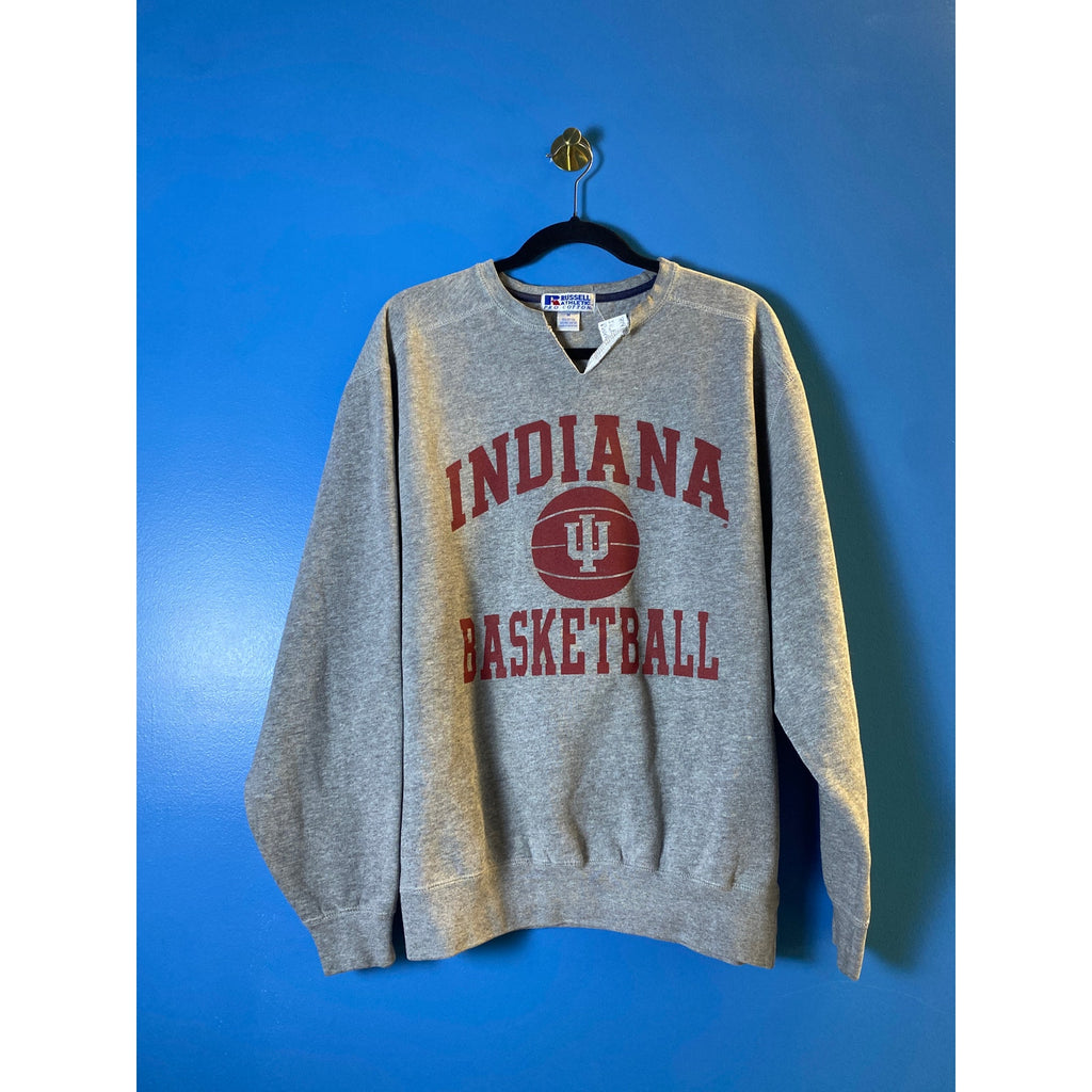Russell Athletic IU Hoosiers INDIANA BASKETBALL V-neck Gray Sweatshirt Medium