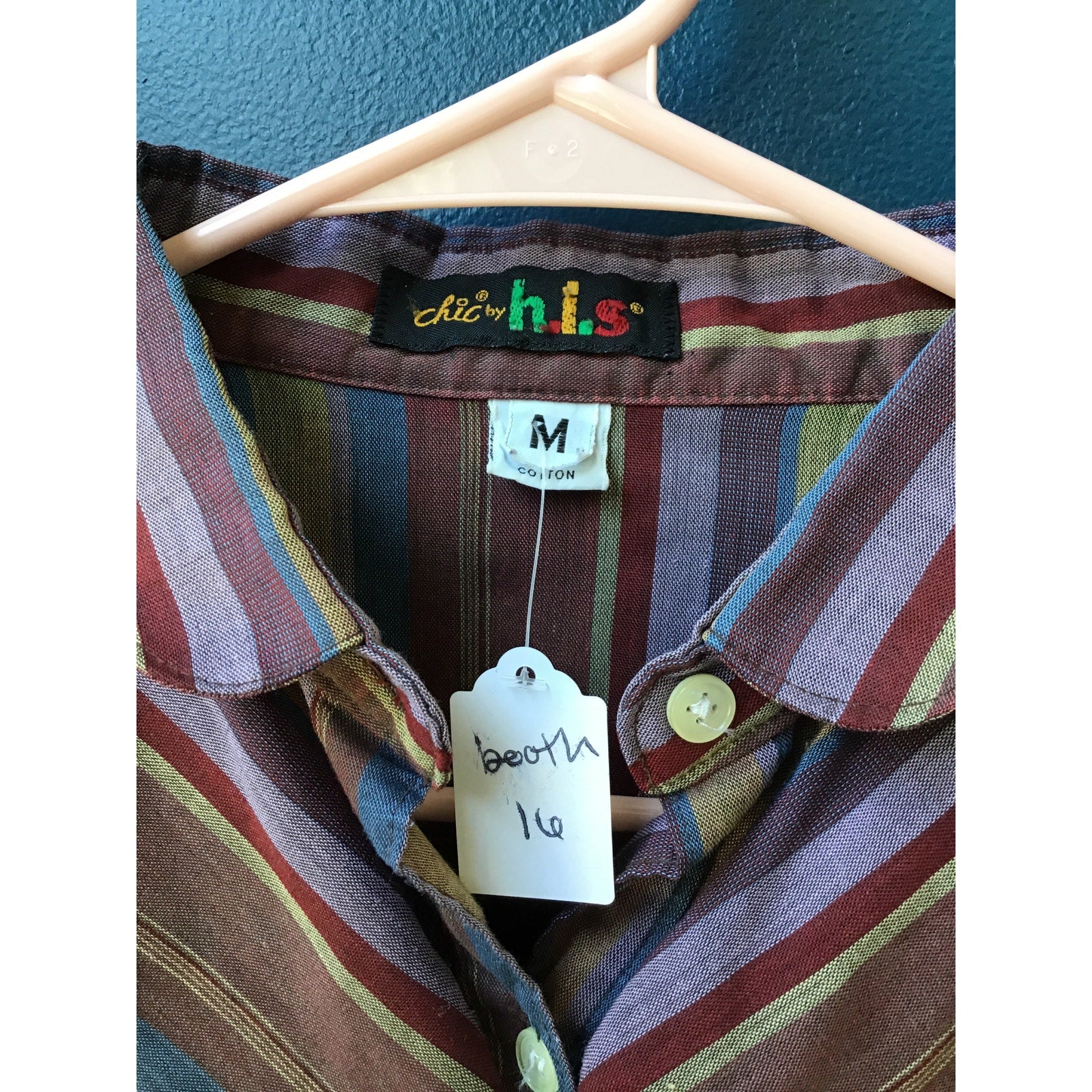 Vintage chic by H.l.S Multicolor Striped Button Up Long Sleeve Shirt Size Medium