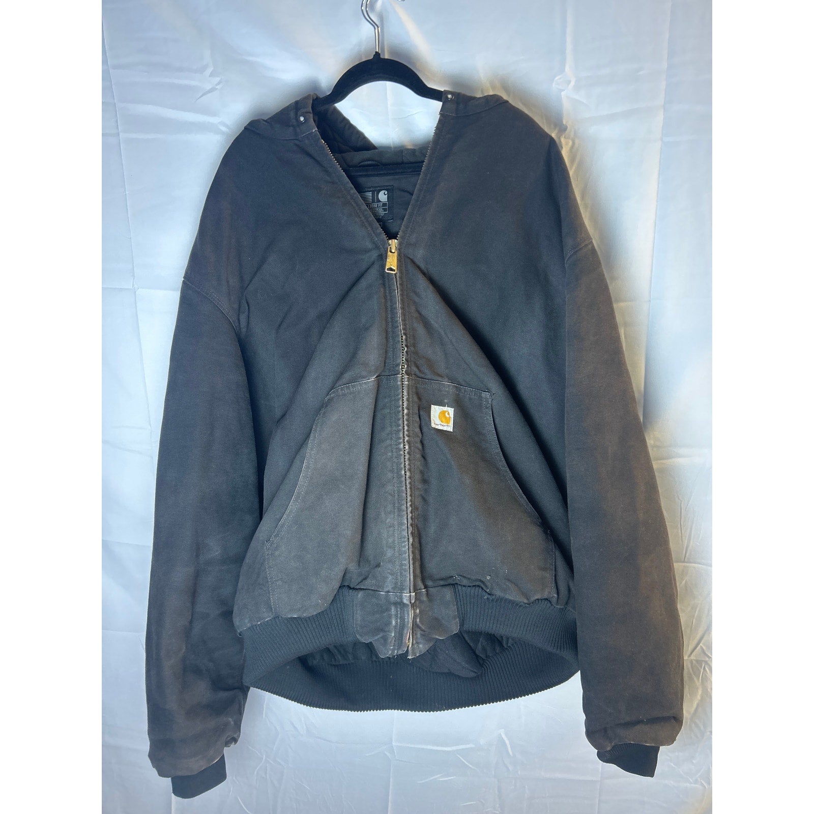 Carhartt Black Full Zip Hoodie Jacket Loose Fit 0J0140-M Men's Size 2XL Tall