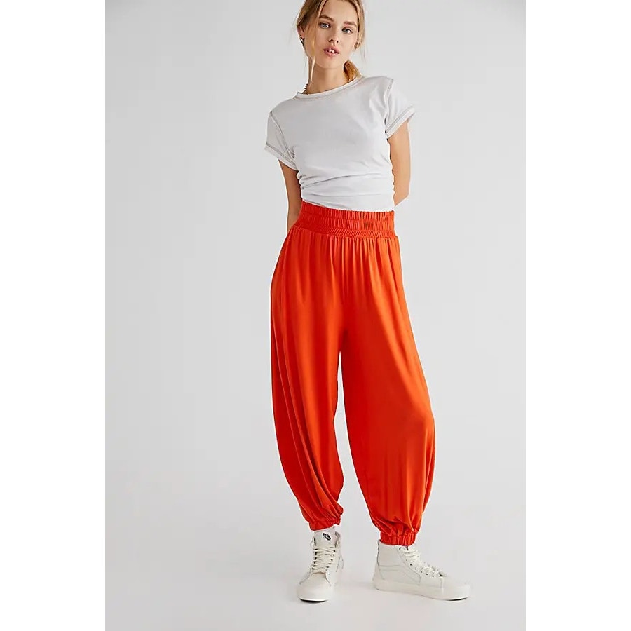 Free People Ali Pants in Rust Modern Balloon-Style Pull On High Rise Women Large