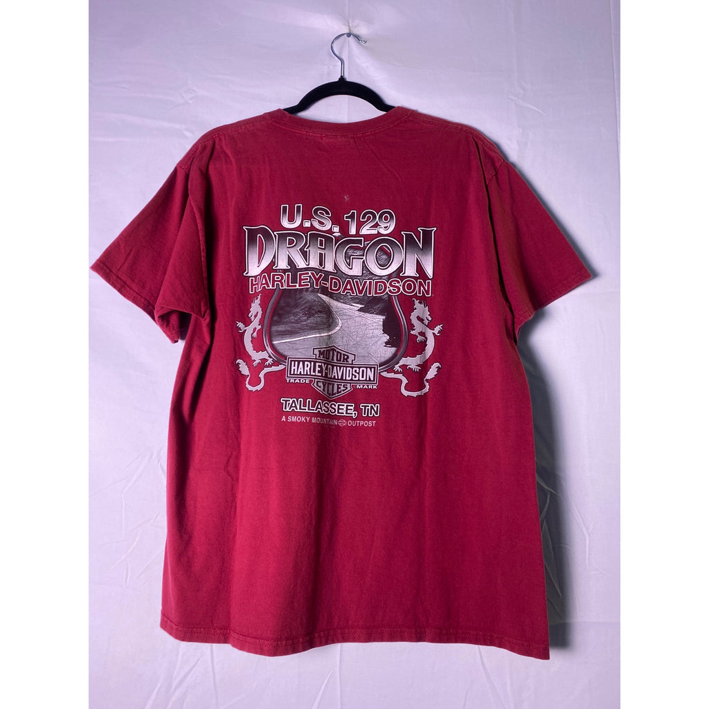 Harley Davidson U.S. 129  DRAGON Tallassee, Tennessee Red Shirt Adult Size Large