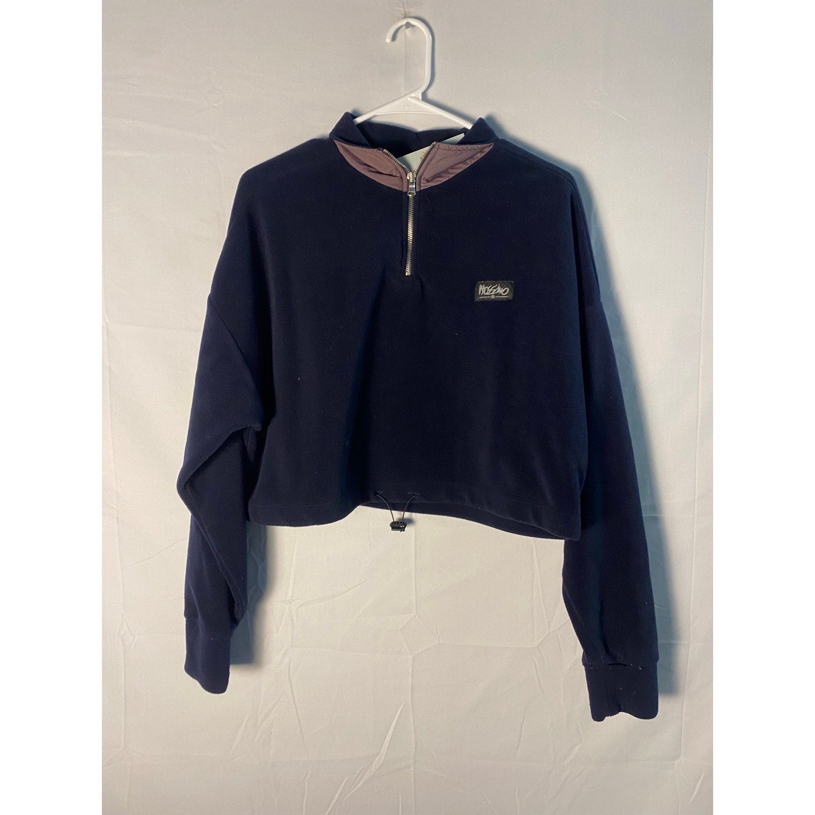Mossimo Navy Blue Fleece Quarter Zip Pullover Sweater Women's Size Large